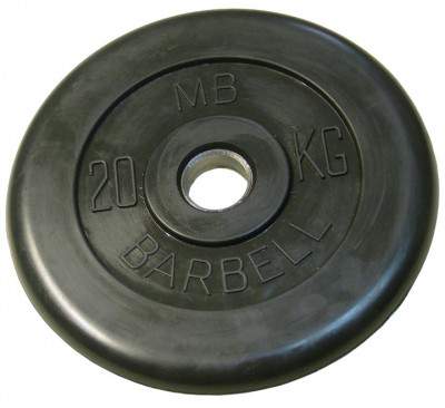 Диск обрезиненный MB Barbell , чёрного цвета, 31 мм, 20 кг