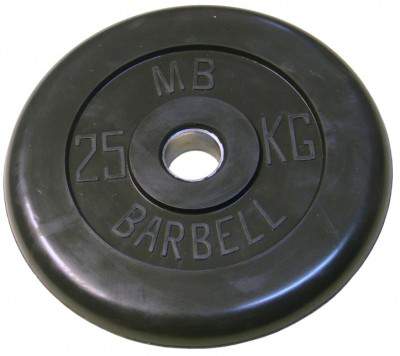 Диск обрезиненный MB Barbell , чёрного цвета, 31 мм, 25 кг