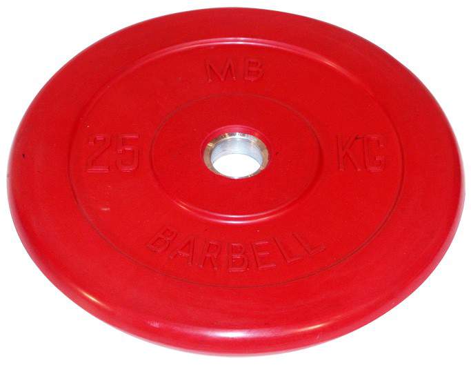 Диск обрезиненный, красный, 50 мм, 25 кг
