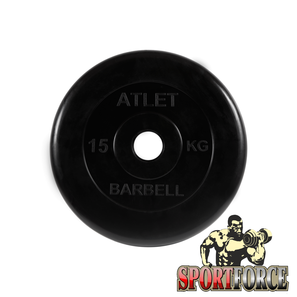 Обрезиненный диск MB Barbell ATLET d-51 - 15 кг