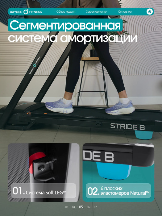 БЕГОВАЯ ДОРОЖКА ДОМАШНЯЯ OXYGEN FITNESS STRIDE (ЧЕРНЫЙ)